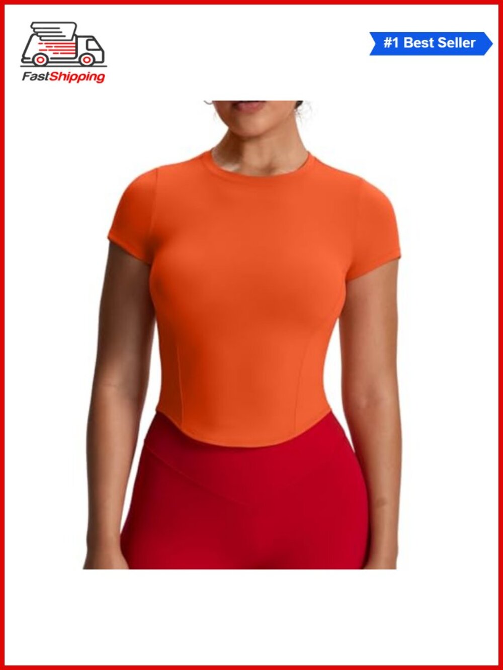 Butter-Soft Crew Neck Short Sleeve Active T-Shirt No Padding Workout
